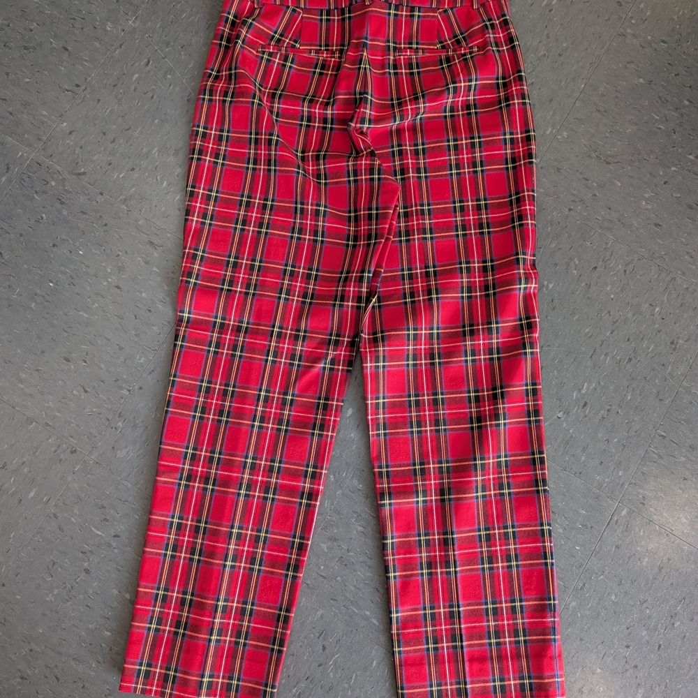 J. Crew Red and Black Plaid Women's Kallie Pants - Picture 6 of 6